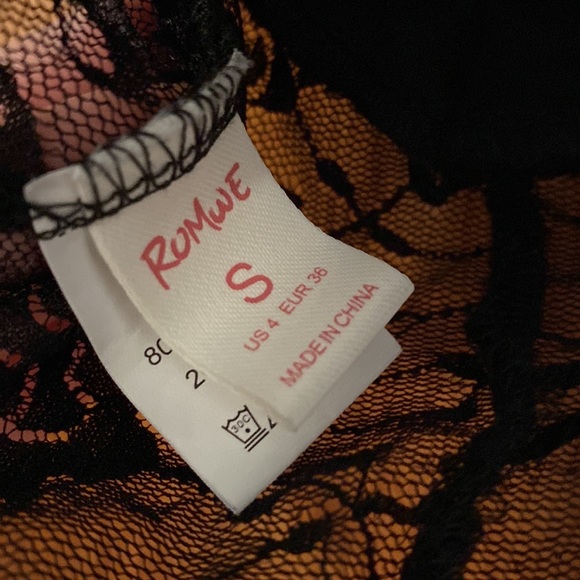 ROMWE Black Lace Floral Print 2-Piece Lingerie Set - Picture 9 of 9